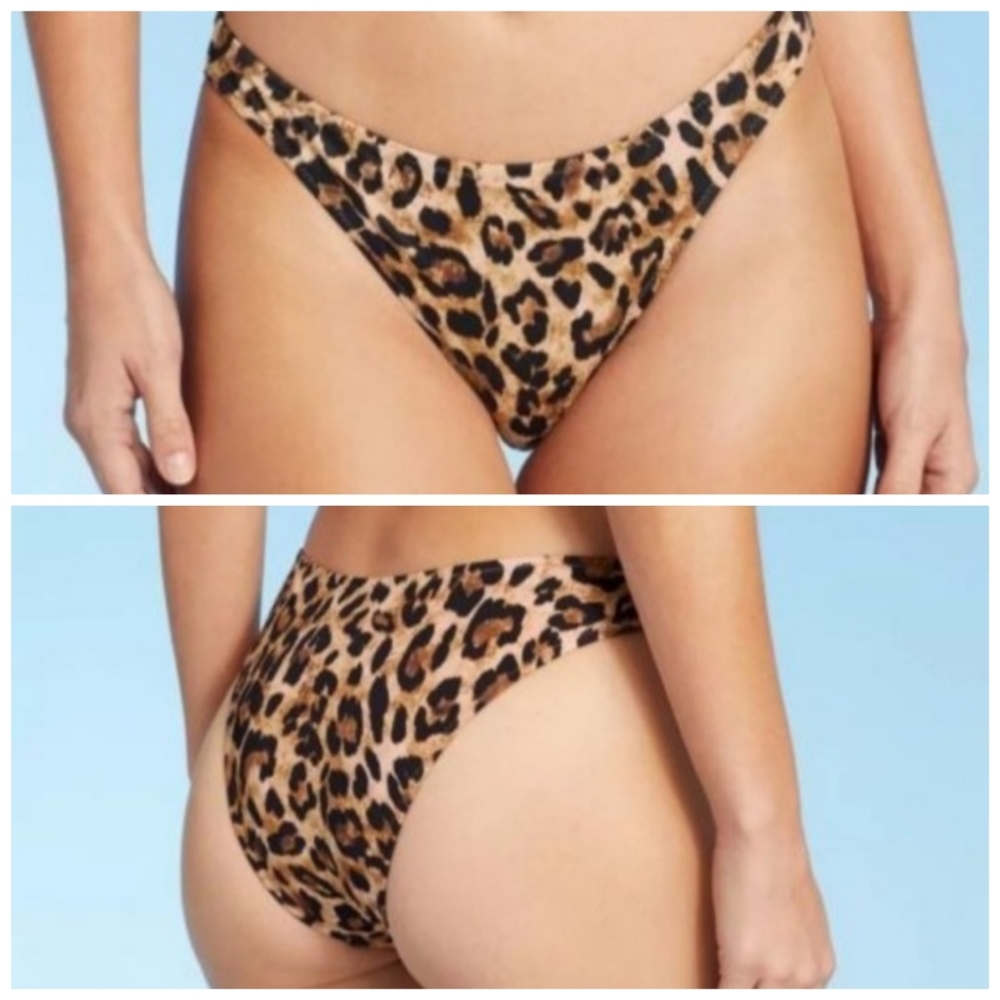 NWT Shade & Shore Leopard Print Bikini Bottom
